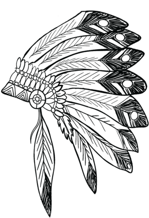 Native American Feather Headdress Drawing PNG Image