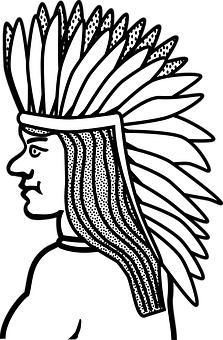 Native American Profile Illustration PNG Image