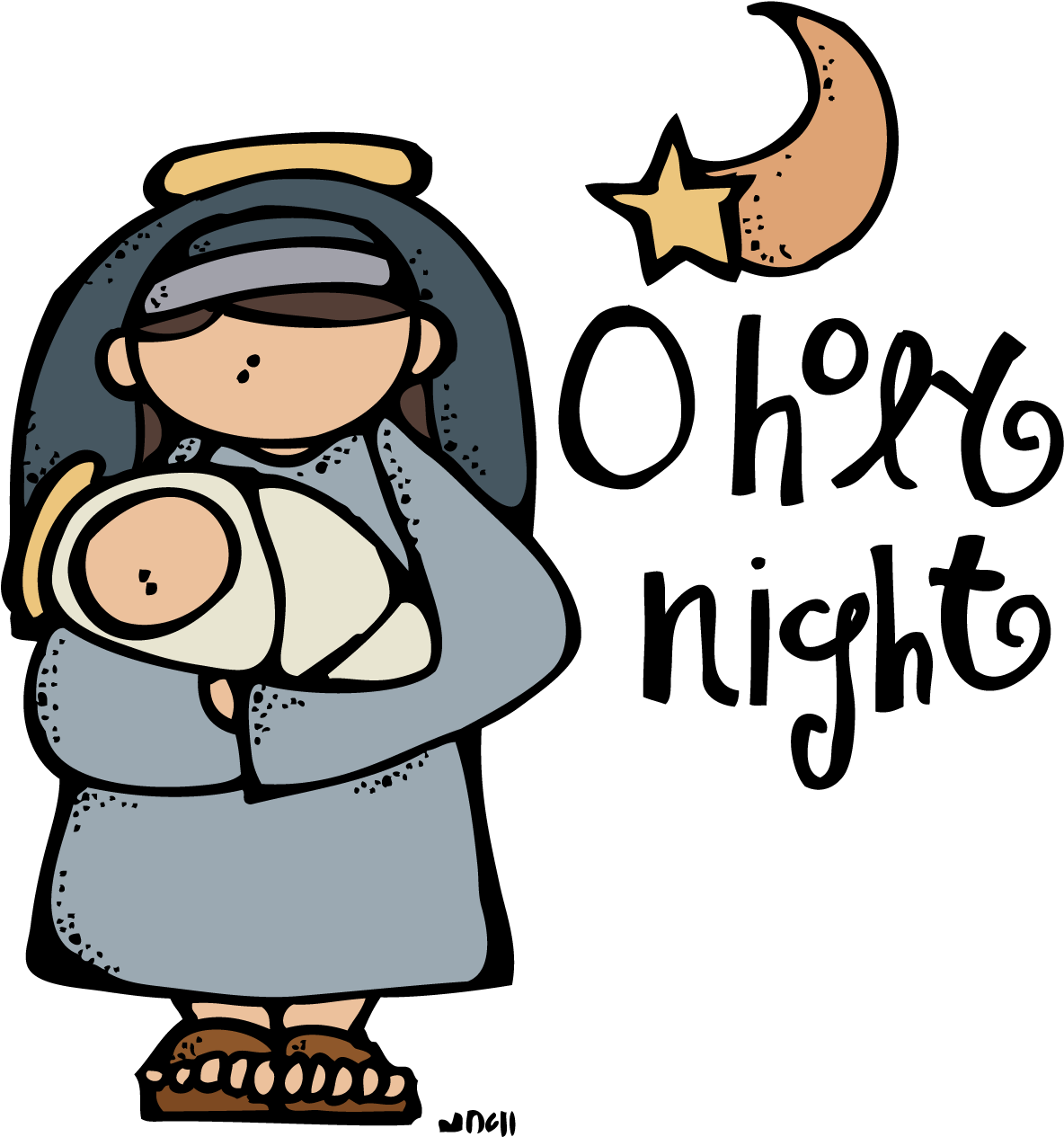 Nativity Scene Cartoon O Holy Night PNG Image