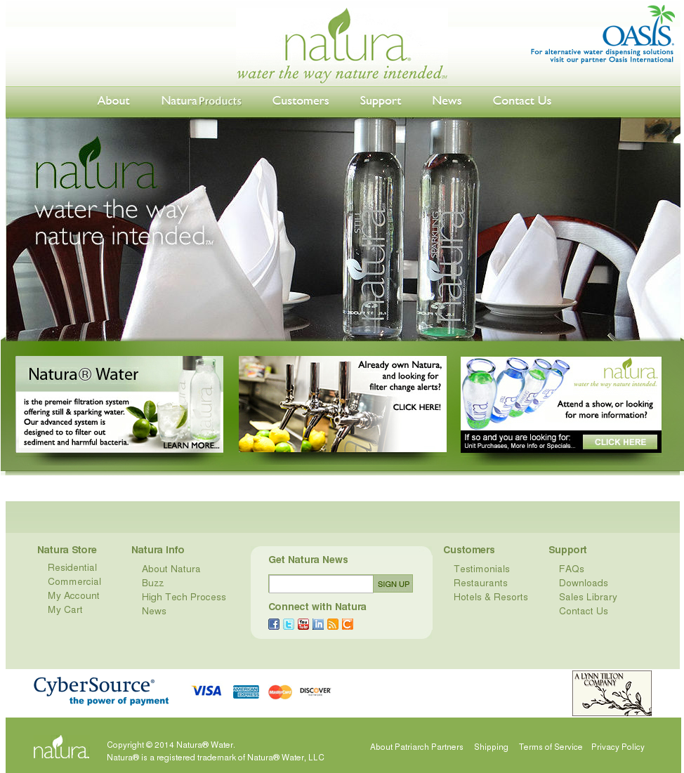 Natura Water Filtration System Website Screenshot PNG Image