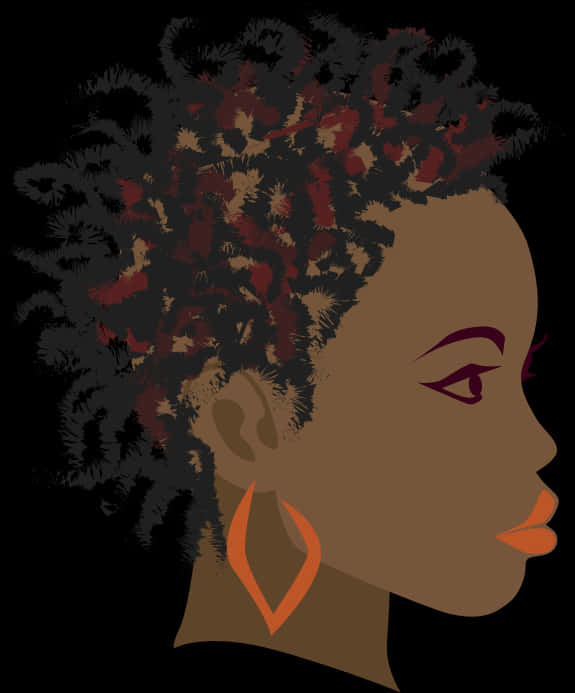 Natural Curly Hairstyle Profile Illustration PNG Image