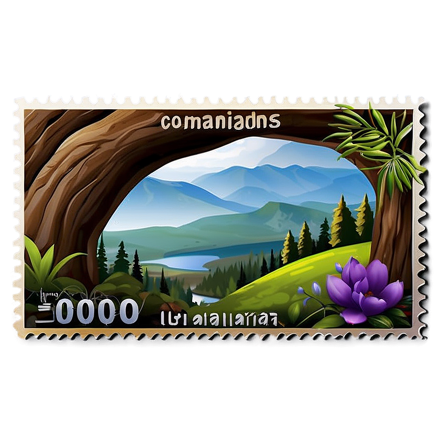 Nature Scenery Postage Stamp Png 06122024 PNG Image