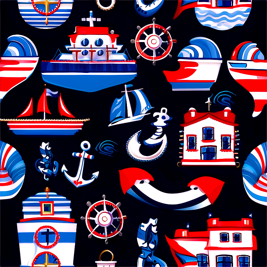 Nautical Seamless Pattern Png Eqt PNG Image