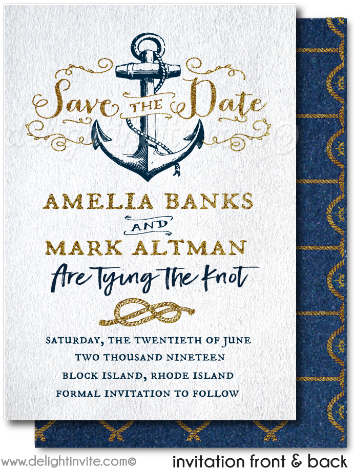 Nautical Wedding Savethe Date Card PNG Image