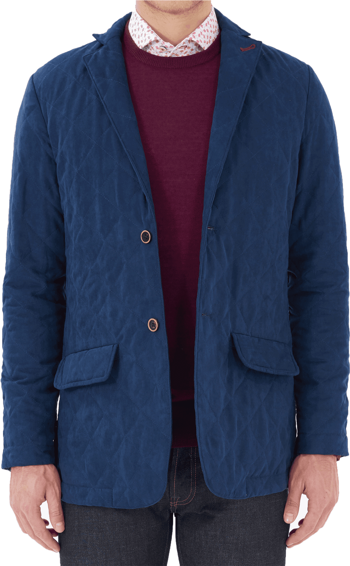 Navy Blue Quilted Blazer Menswear PNG Image