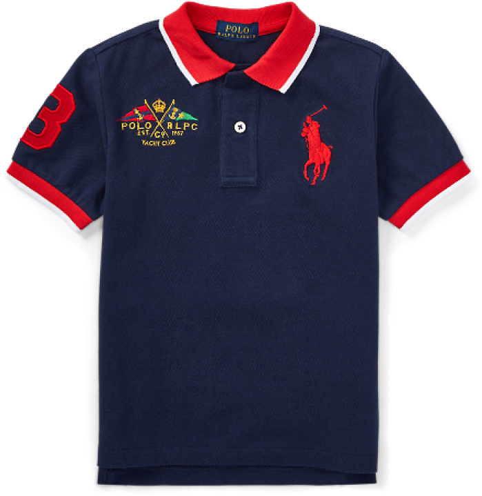 Navy Red Polo Shirt Yacht Club Design PNG Image