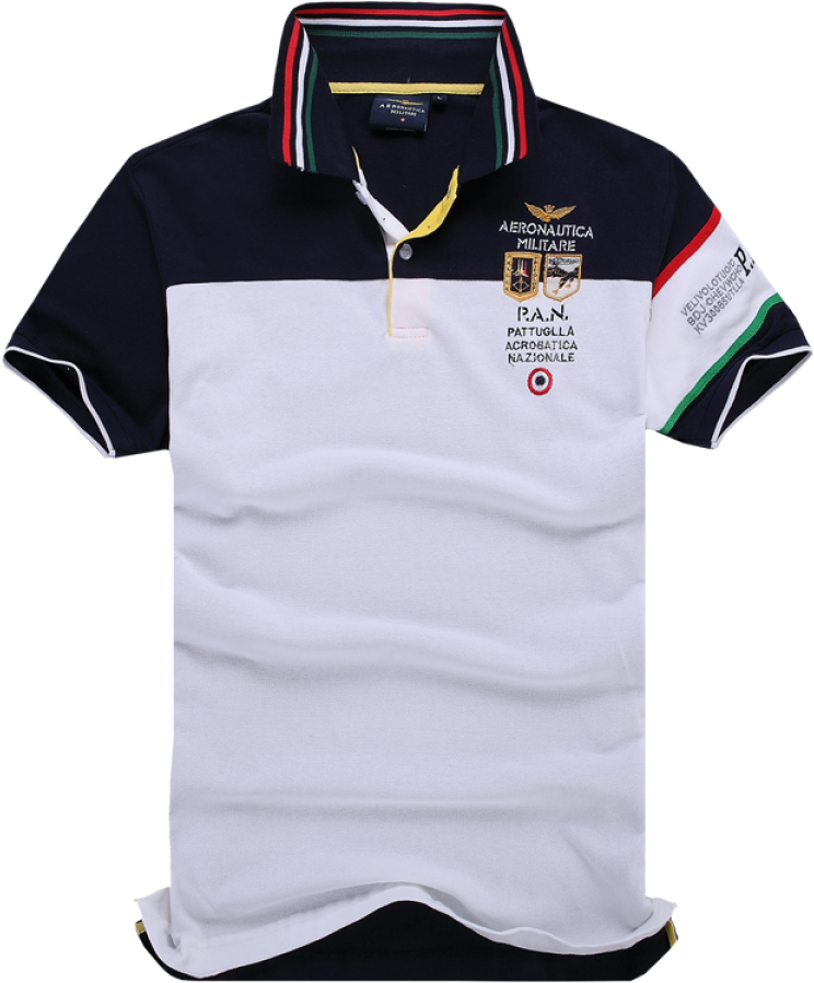 Navy White Polo Shirtwith Emblems PNG Image