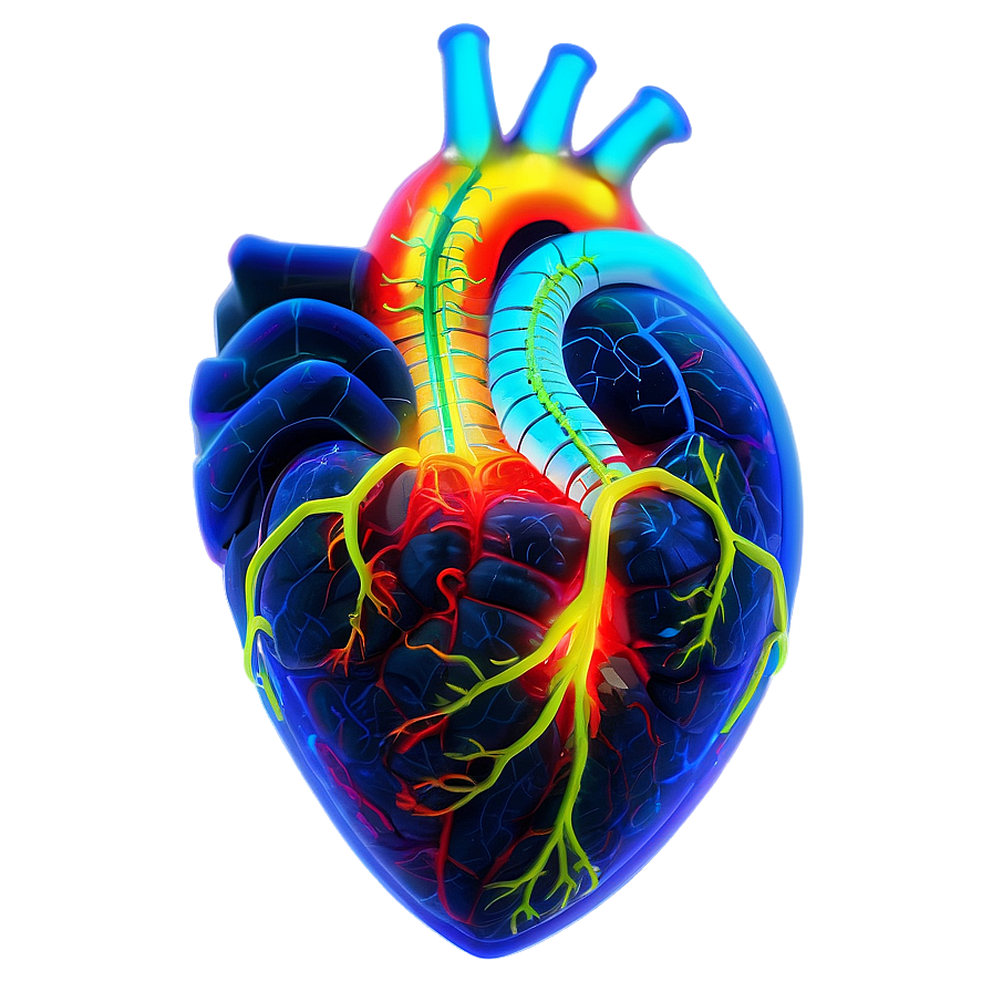 Neon Anatomical Heart Png 06122024 PNG Image