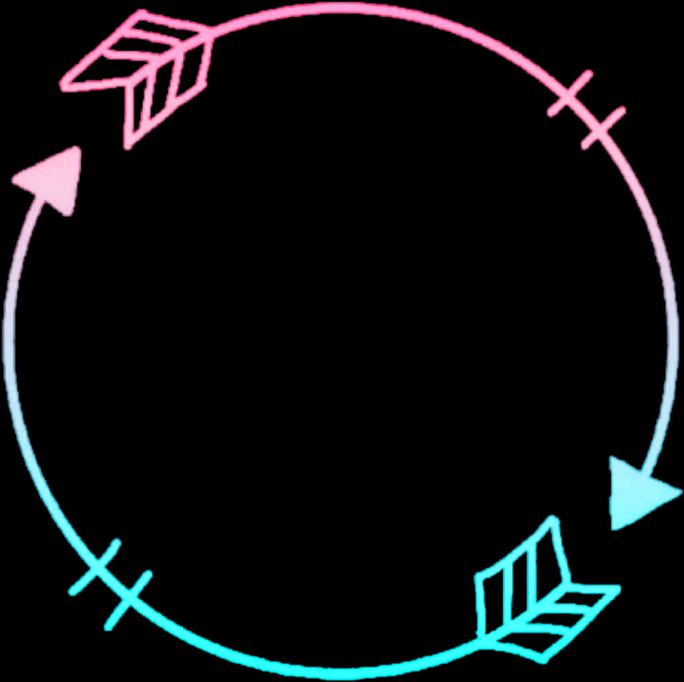 Neon Arrow Circle Frame PNG Image