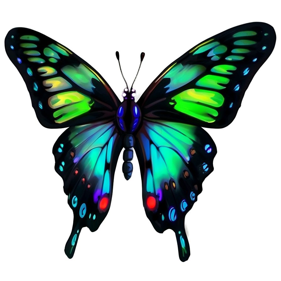 Neon Black Butterfly Png Ppx PNG Image