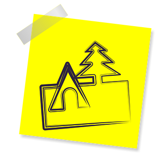 Neon Camping Icon Sticky Note PNG Image