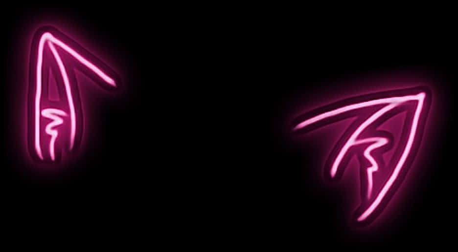 Neon Cat Ears Wall Art PNG Image