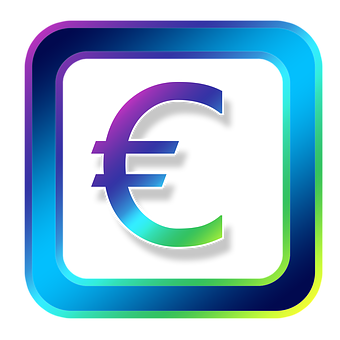 Neon Euro Symbol Icon PNG Image