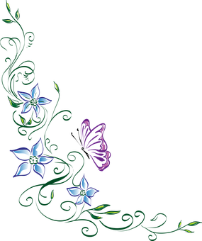 Neon Floral Butterfly Design PNG Image