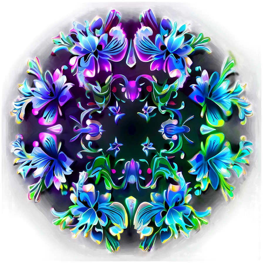 Neon Floral Pattern Png Ehm6 PNG Image