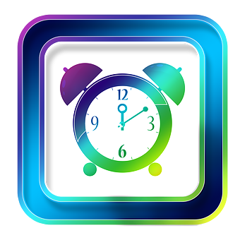 Neon Glow Alarm Clock Icon PNG Image