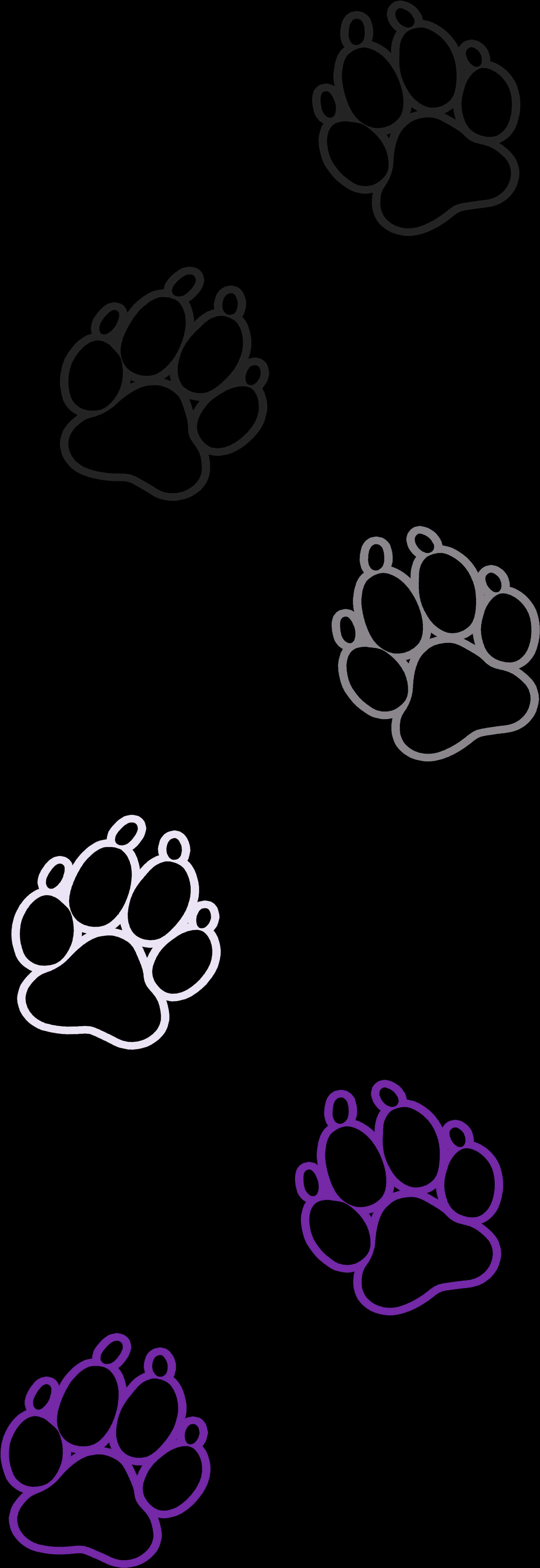 Neon Glow Dog Paws Vertical PNG Image