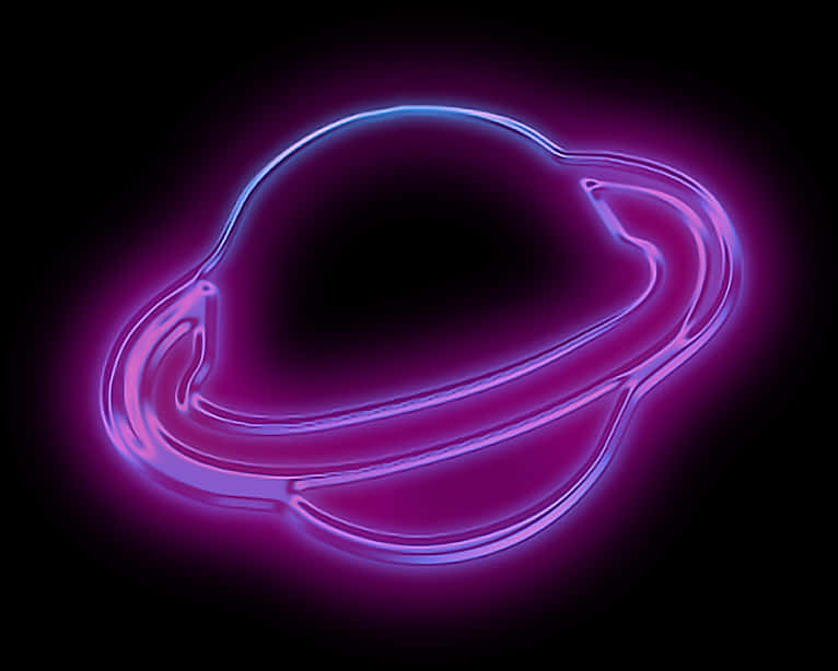 Neon Glow Saturn Illustration PNG Image