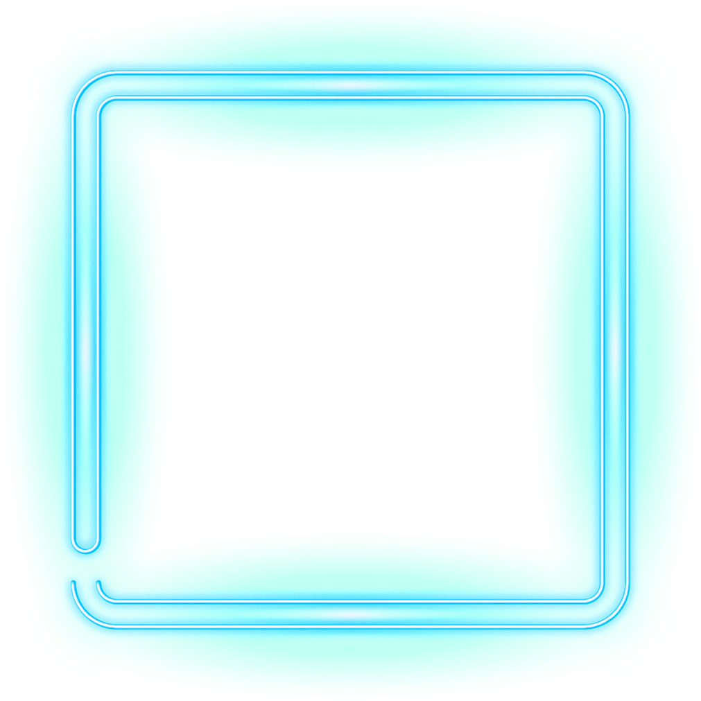 Neon Glow Square Frame PNG Image