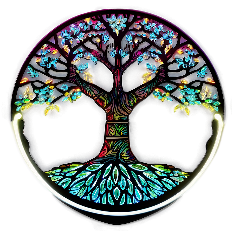 Neon Glow Tree Of Life Concept Png 30 PNG Image