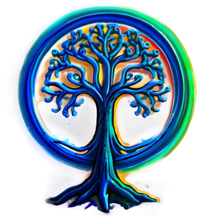 Neon Glow Tree Of Life Concept Png Luj PNG Image