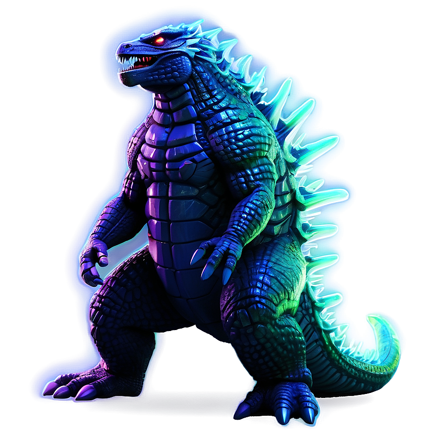 Neon Godzilla Illustration Png Esr PNG Image