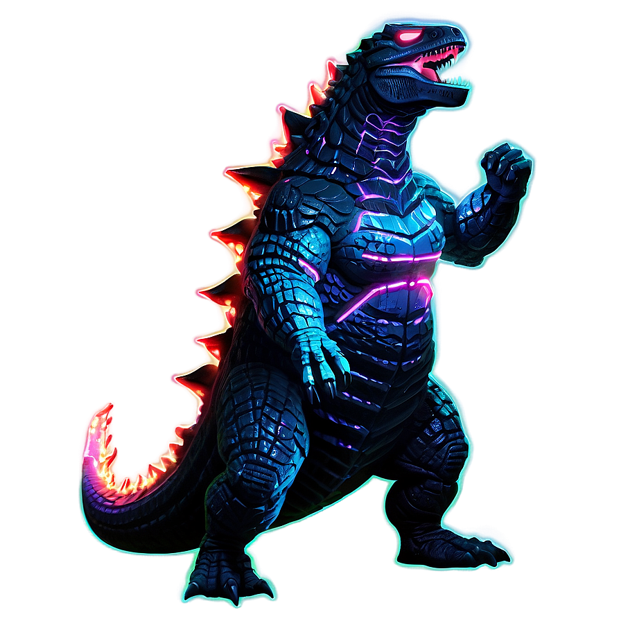 Neon Godzilla Illustration Png Pwf89 PNG Image