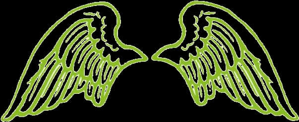 Neon Green Angel Wings Graphic PNG Image