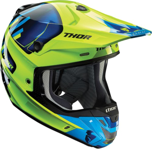 Neon Green Motocross Helmet Thor Brand PNG Image