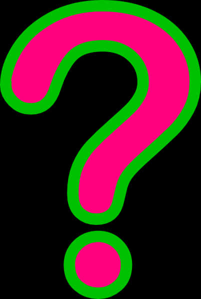 Neon Green Outline Question Mark PNG Image