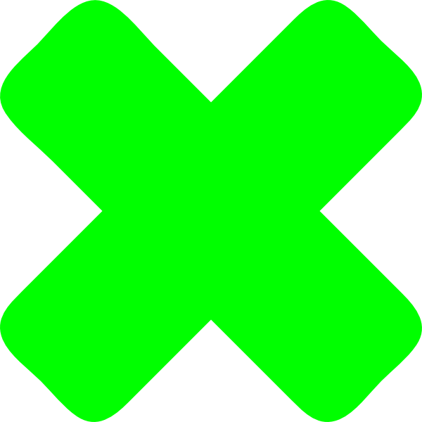 Neon Green Wrong Cross Symbol PNG Image