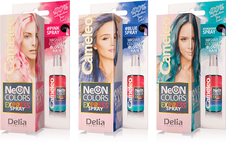 Neon Hair Color Spray Packaging PNG Image