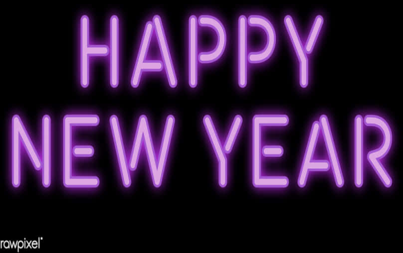 Neon Happy New Year Sign PNG Image