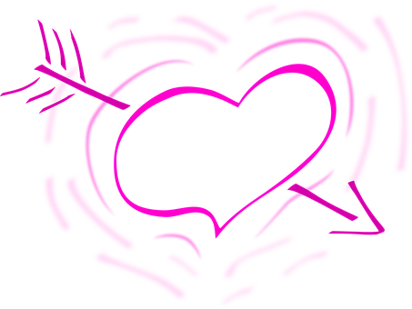 Neon Heart Arrow Glow PNG Image