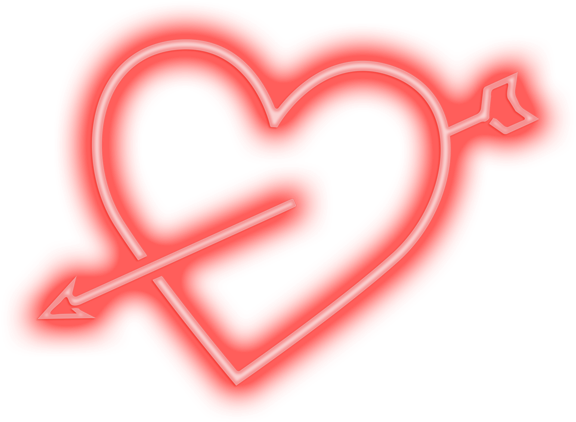 Neon Heart Arrow Valentines PNG Image