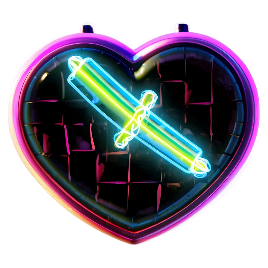 Neon Heart Illustration Png 06122024 PNG Image