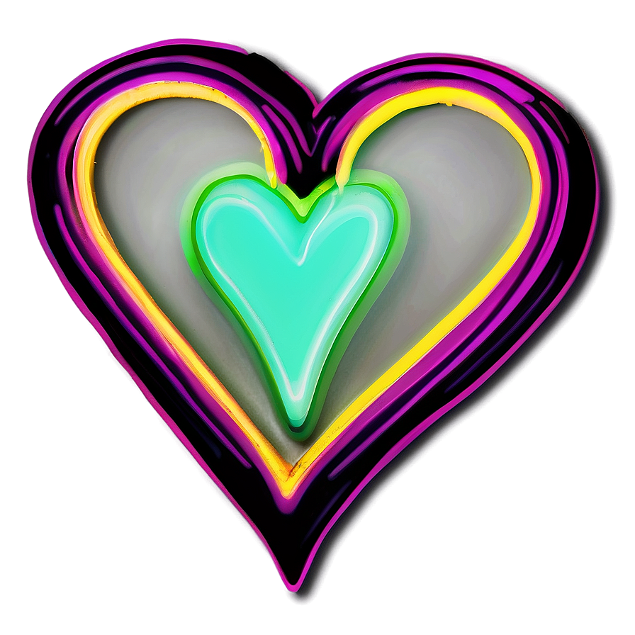 Neon Heart Sketch Png Qib PNG Image