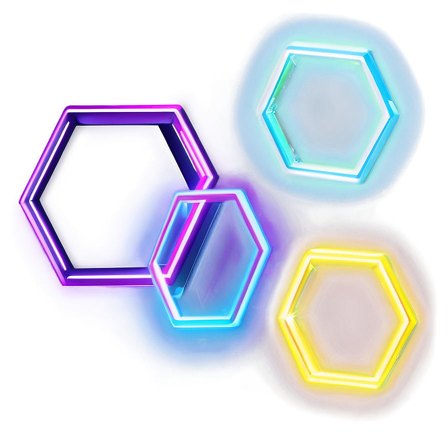 Neon Hexagon Outline Png Orb15 PNG Image