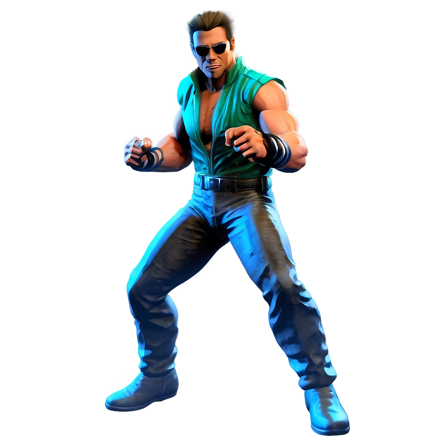 Neon Johnny Cage Artwork Png Evb PNG Image