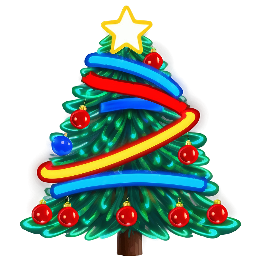 Neon Light Arbol De Navidad Png Mjh PNG Image