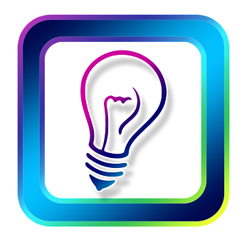 Neon Lightbulb Icon PNG Image