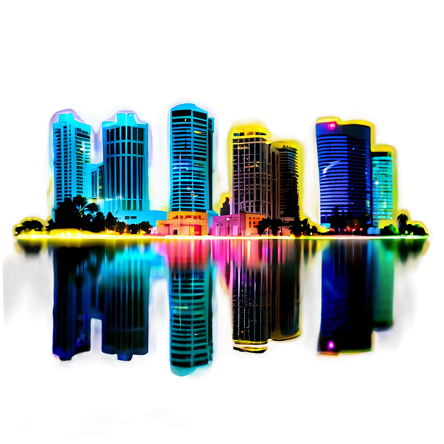 Neon Lights Miami Skyline Png 88 PNG Image