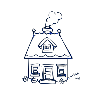 Neon Outline Cosy House PNG Image