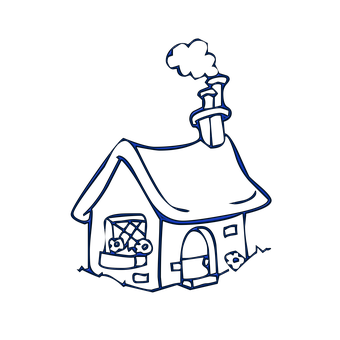 Neon Outline Cottage Illustration PNG Image