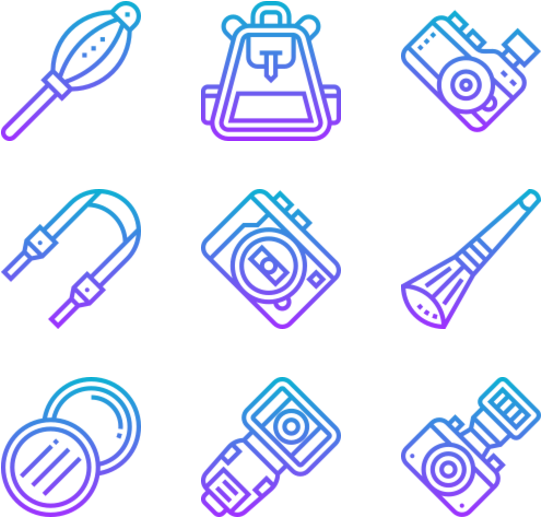 Neon Outline Photography Icons PNG Image