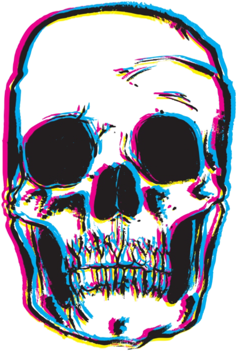 Neon Outlined Skull Art PNG Image