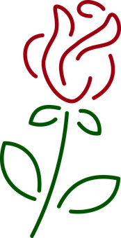 Neon Rose Outline Art PNG Image