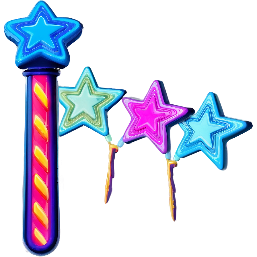 Neon Star Wand Png Ffl90 PNG Image