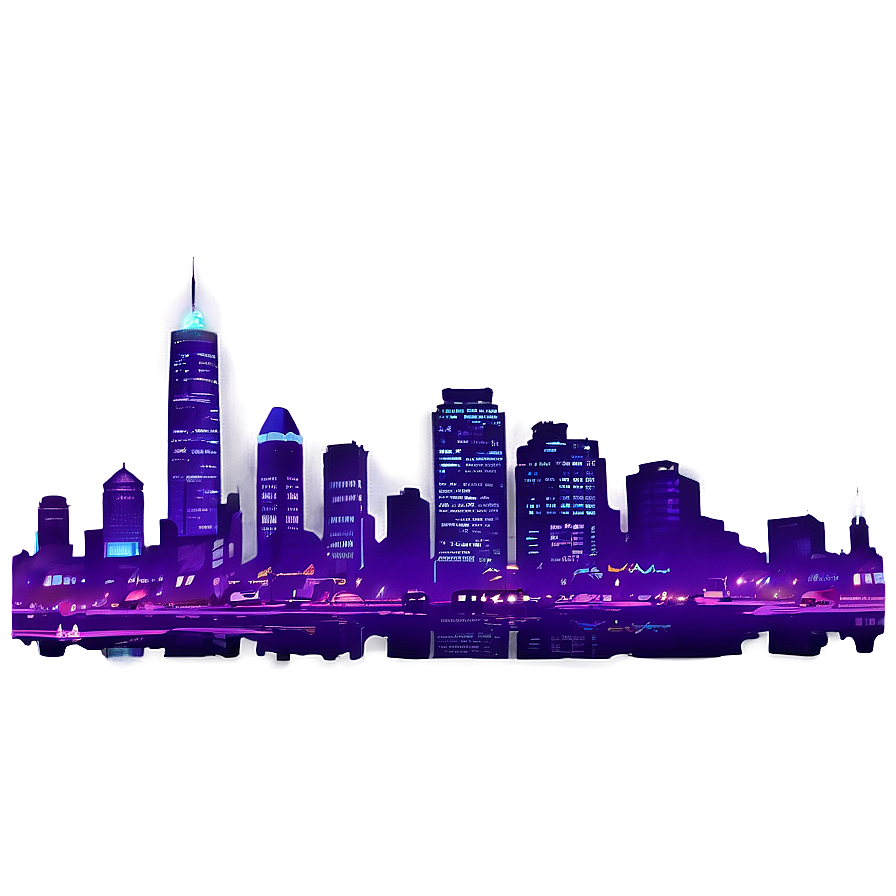 Neon Violet Cityscape Night Png 06202024 PNG Image