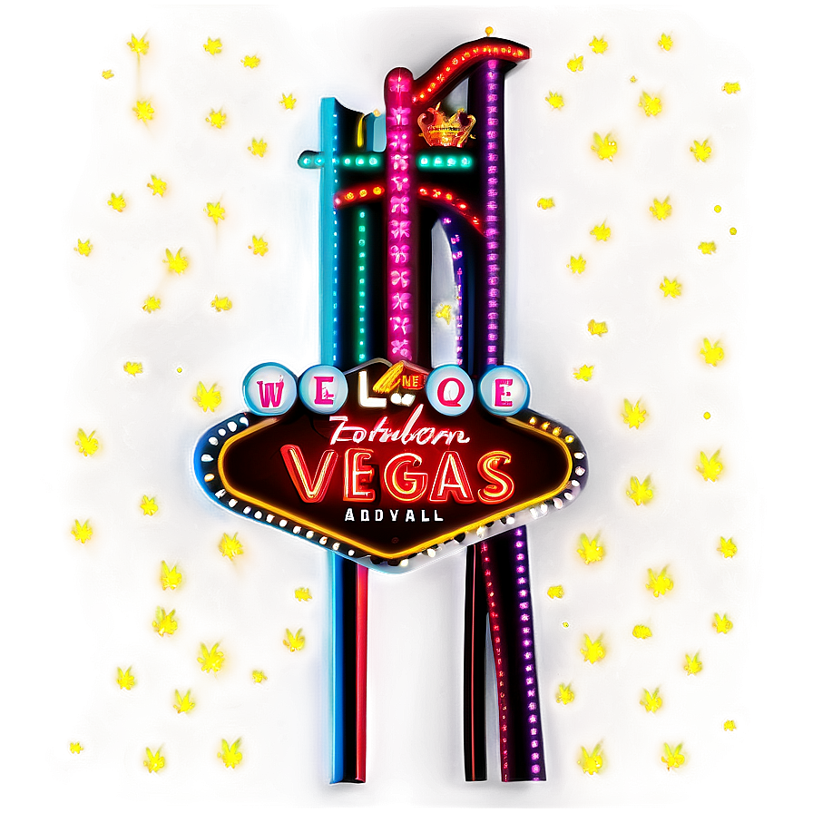 Neon Welcome Vegas Sign PNG Image